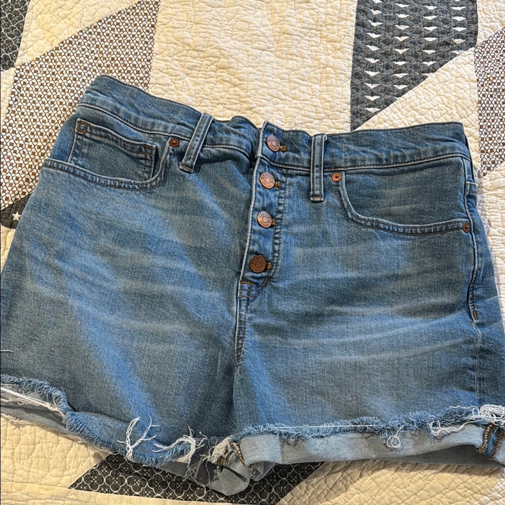 High-Rise Blue Denim Women’s Shorts